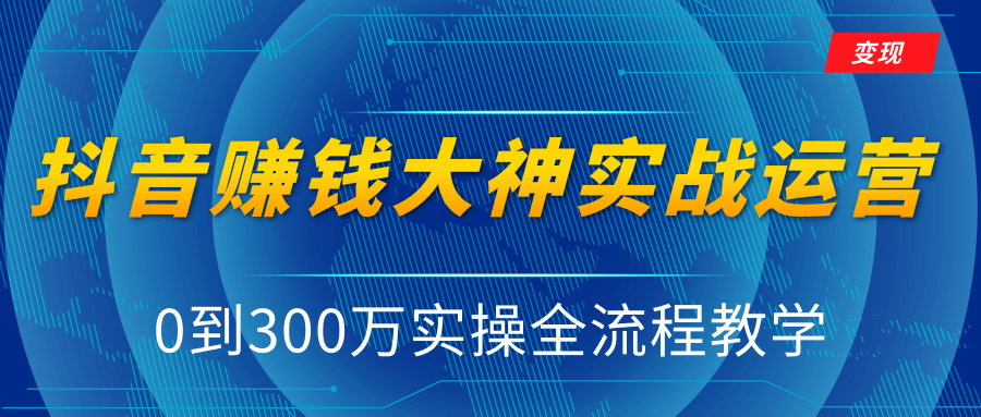 抖音赚钱大神实战运营教程，0到300万实操全流程教学，抖音独家变现模式-第二象限