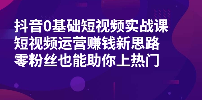 抖音0基础短视频实战课，短视频运营赚钱新思路，零粉丝也能助你上热门-第二象限