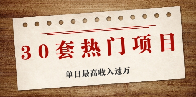 30套热门项目：单日最高收入过万 (网赚项目、朋友圈、涨粉套路、抖音、快手)等-第二象限
