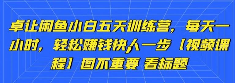 卓让闲鱼小白五天训练营，每天一小时，轻松赚钱快人一步-第二象限