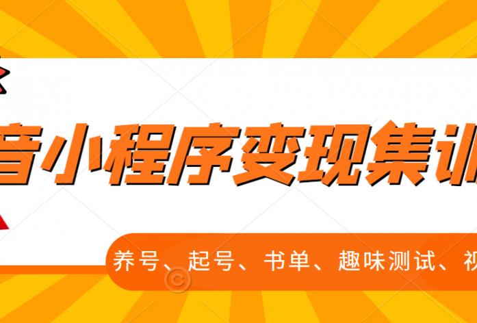 抖音小程序变现集训课，养号、起号、书单、趣味测试、视频剪辑，全套流程-第二象限