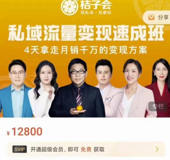 桔子会·私域流量变现速成班，4天拿走月销千万的变现方案 价值12800元-第二象限