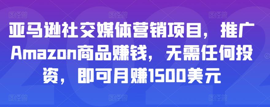 亚马逊社交媒体营销项目，推广Amazon商品赚钱，无需任何投资，即可月赚1500美元-第二象限