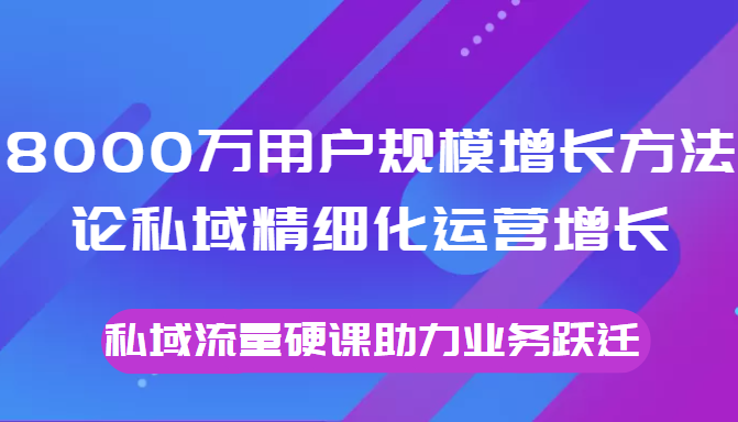 8000万用户规模增长方法论私域精细化运营增长，私域流量硬课助力业务跃迁-第二象限
