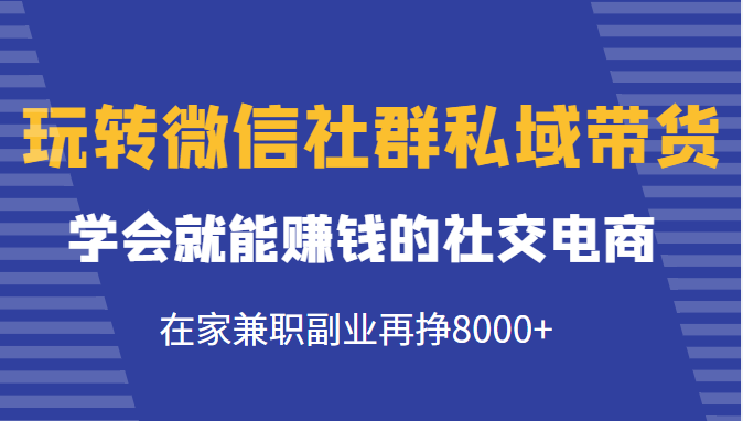 玩转微信社群私域带货，学会就能赚钱的社交电商，在家兼职副业再挣8000+-第二象限
