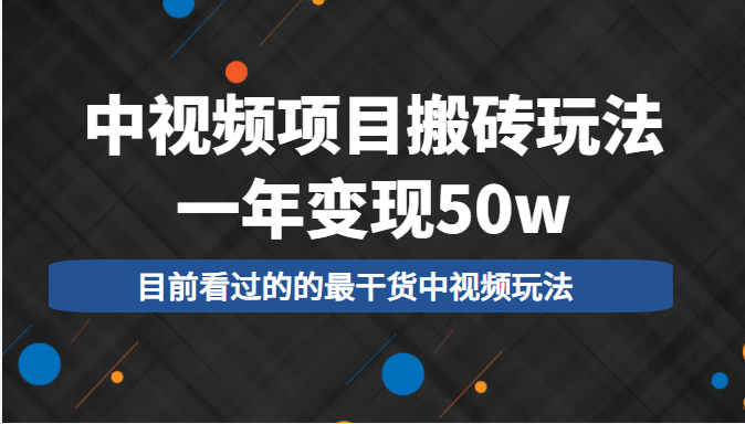 中视频项目搬砖玩法，一年变现50w，目前看过的的最干货中视频玩法-第二象限