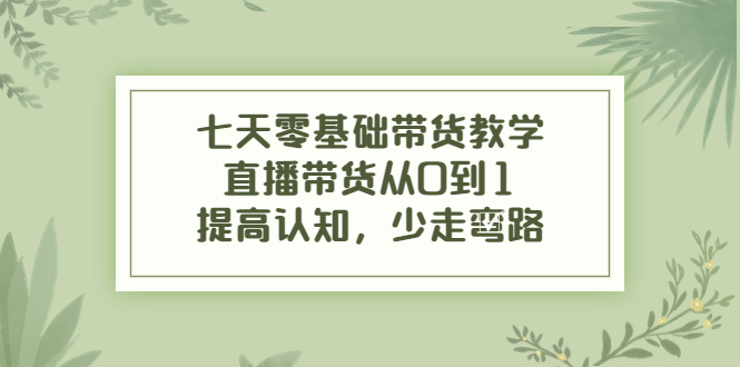 七天零基础带货教学，直播带货从0到1，提高认知，少走弯路-第二象限