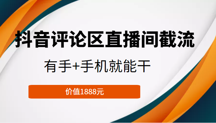 抖音评论区直播间截流，有手+手机就能干，门槛极低，模式可大量复制（价值1888元）-第二象限