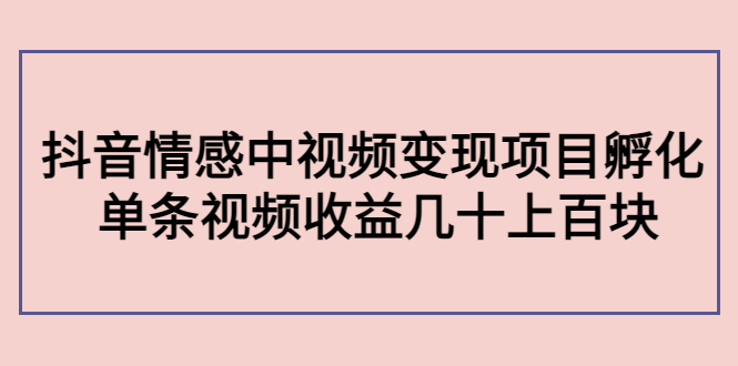 副业孵化营第5期：抖音情感中视频变现项目孵化 单条视频收益几十上百-第二象限
