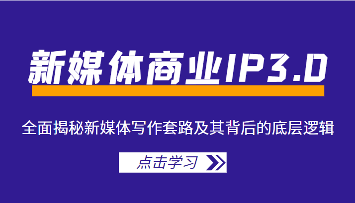 新媒体商业IP3.0，全面揭秘新媒体写作套路及其背后的底层逻辑（价值1299元）-第二象限