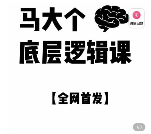 马大个·底层逻辑课，51节底层逻辑智慧课-价值1980元-第二象限