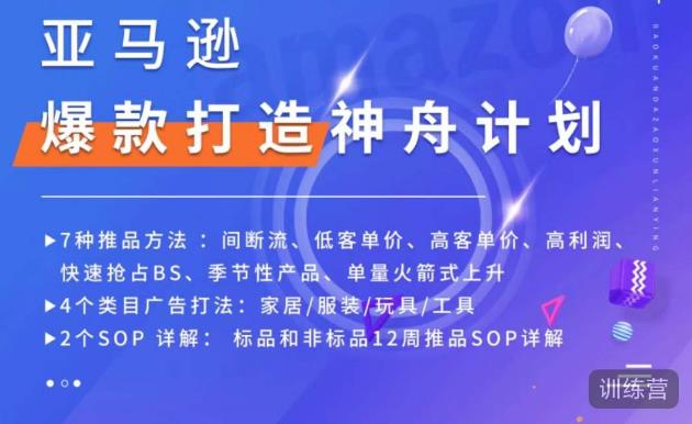 亚马逊爆款打造神舟计划，​7种推品方法，4个类目广告打法，2个SOP详解-第二象限