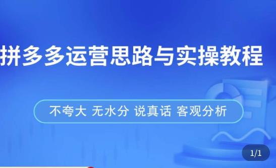拼多多店铺运营思路与实操教程，快速学会拼多多开店和运营，少踩坑，多盈利-第二象限