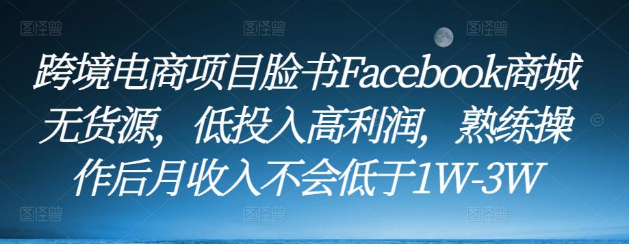 跨境电商项目脸书Facebook商城无货源，低投入高利润，熟练操作后月收入不会低于1W-3W-第二象限