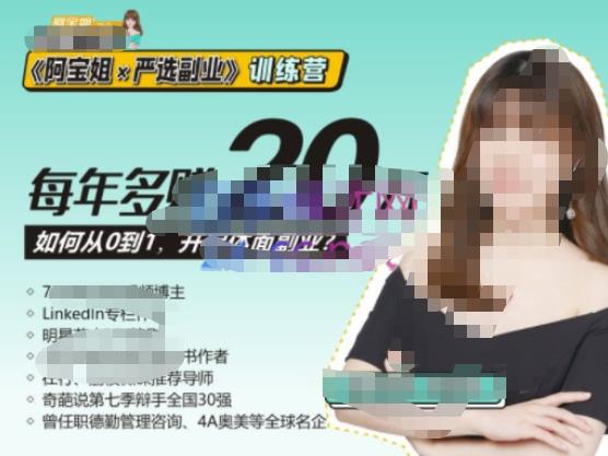《阿宝姐×严选副业》训练营【Plus版】12期，帮助你找准适合自己的副业，开启斜杠人生-第二象限