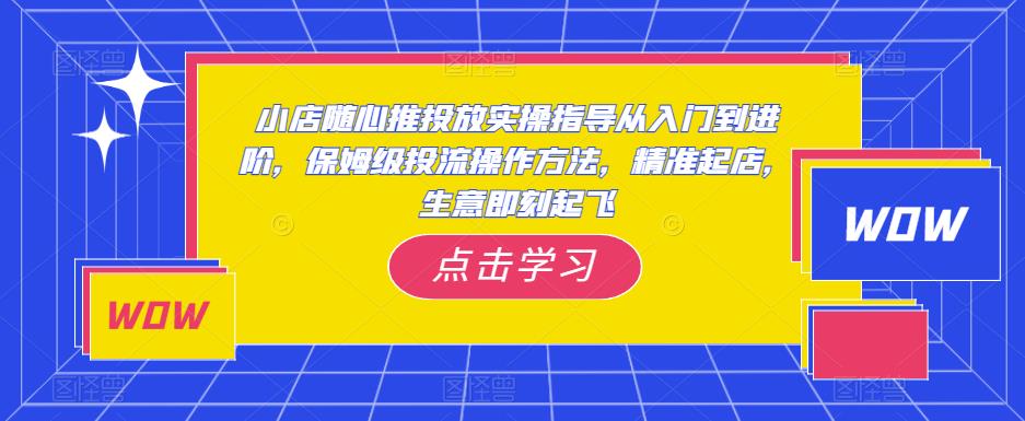 小店随心推投放实操指导从入门到进阶，保姆级投流操作方法，精准起店，生意即刻起飞-第二象限