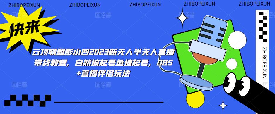 云顶联盟彭小四2023新无人半无人直播带货教程，自然流起号鱼塘起号，OBS+直播伴侣玩法-第二象限