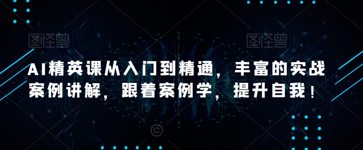 AI精英课从入门到精通，丰富的实战案例讲解，跟着案例学，提升自我！-第二象限