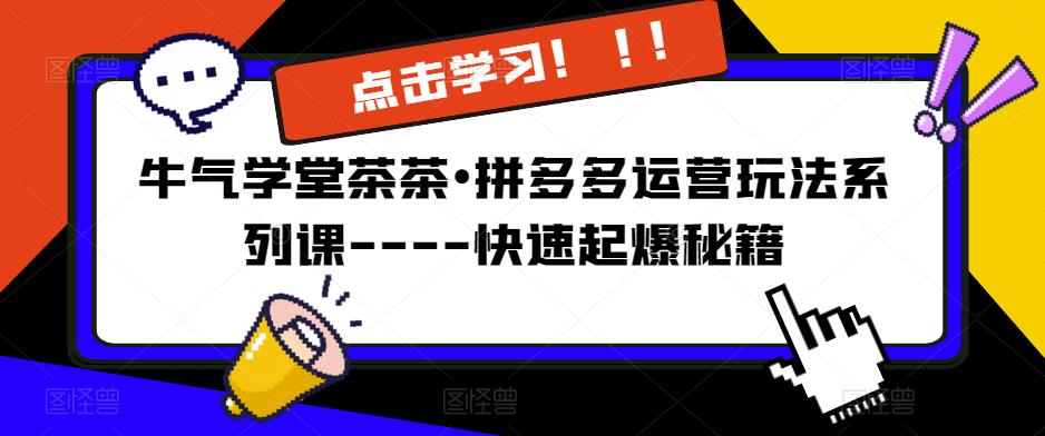 牛气学堂茶茶•拼多多运营玩法系列课—-快速起爆秘籍【更新】-第二象限