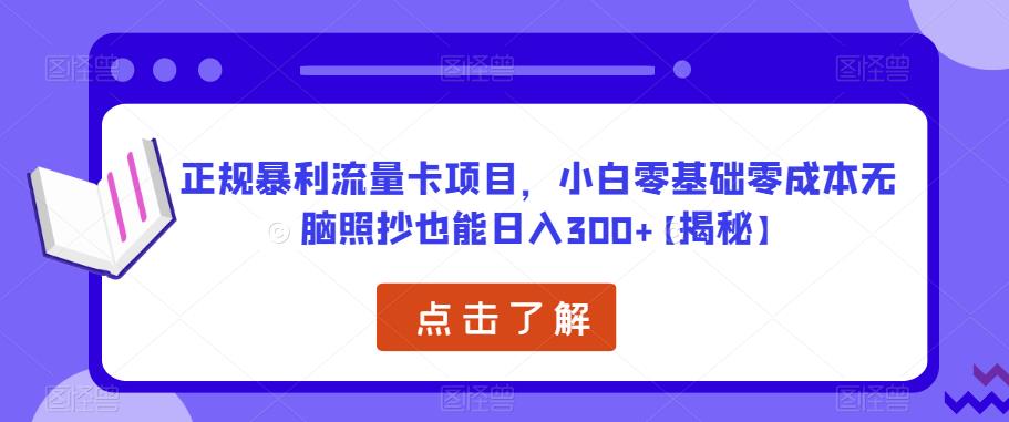 正规暴利流量卡项目，小白零基础零成本无脑照抄也能日入300+【揭秘】-第二象限