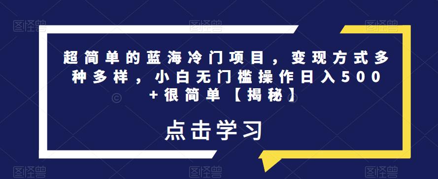 超简单的蓝海冷门项目，变现方式多种多样，小白无门槛操作日入500+很简单【揭秘】-第二象限