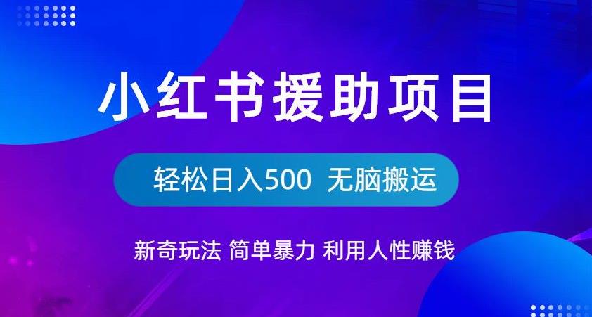 小红书援助项目新奇玩法，简单暴力，无脑搬运轻松日入500【揭秘】-第二象限