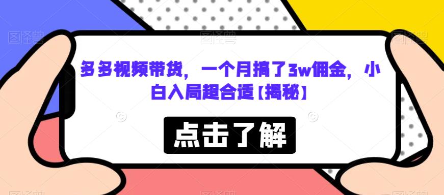 多多视频带货，一个月搞了3w佣金，小白入局超合适【揭秘】-第二象限