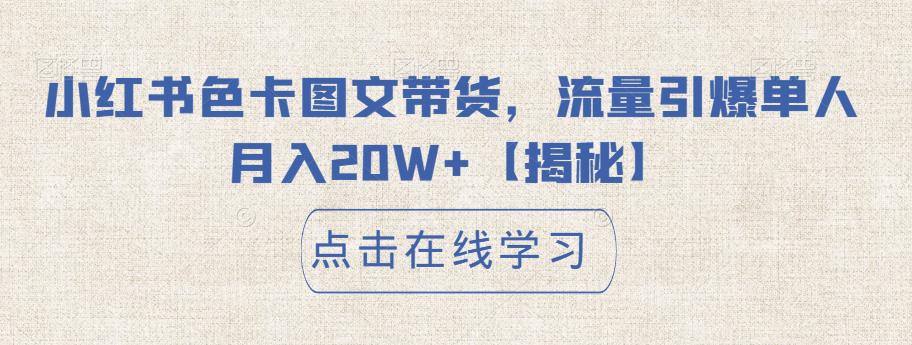 小红书色卡图文带货，流量引爆单人月入20W+【揭秘】-第二象限