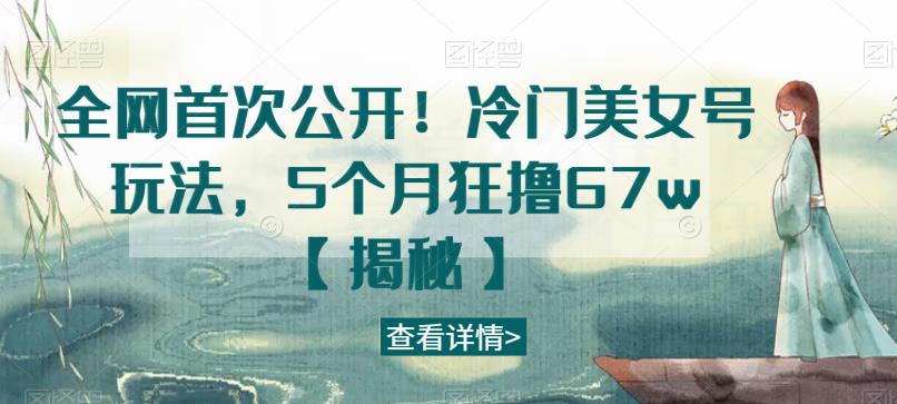 全网首次公开！冷门美女号玩法，5个月狂撸67w【揭秘】-第二象限