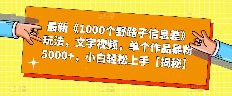 最新《1000个野路子信息差》玩法，文字视频，单个作品暴粉5000+，小白轻松上手【揭秘】-第二象限