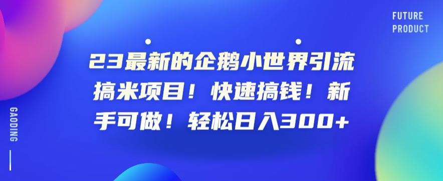 23最新的企鹅小世界引流搞米项目！快速搞钱！新手可做！轻松日入300+【揭秘】-第二象限
