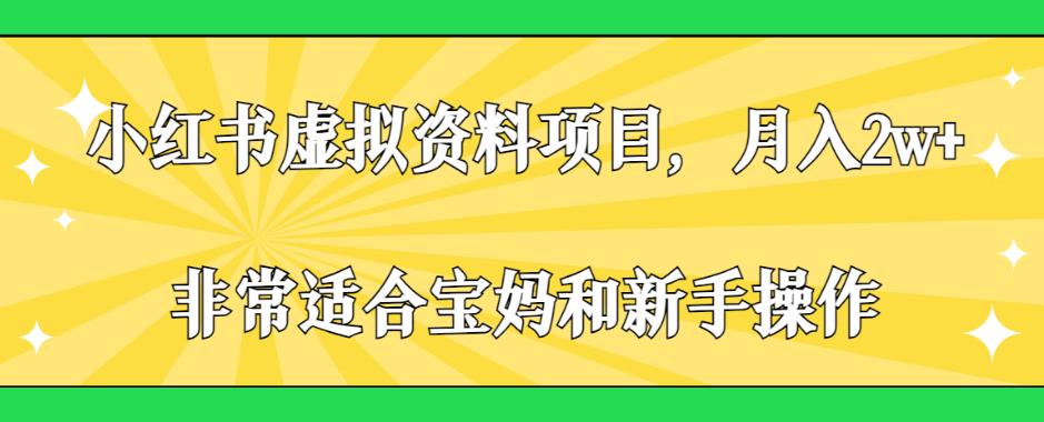 小红书虚拟资料项目，月入2w+，非常适合宝妈和新手操作【揭秘】-第二象限
