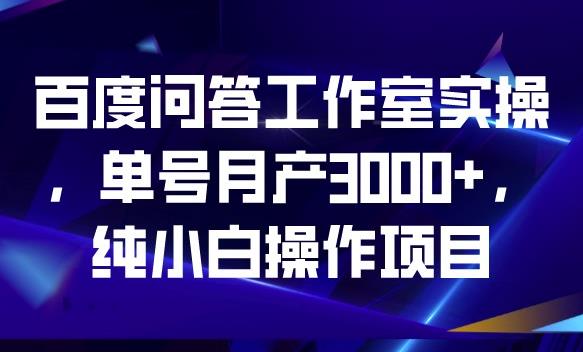 百度问答工作室实操，单号月产3000+，纯小白操作项目【揭秘】-第二象限