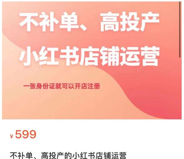 不补单、高投产的小红书店铺运营，一张身份证就可以开店注册-第二象限