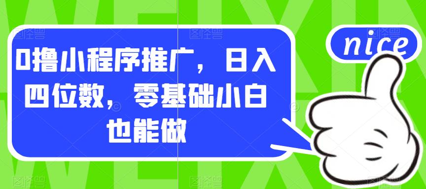 0撸小程序推广，日入四位数，零基础小白也能做【揭秘】-第二象限