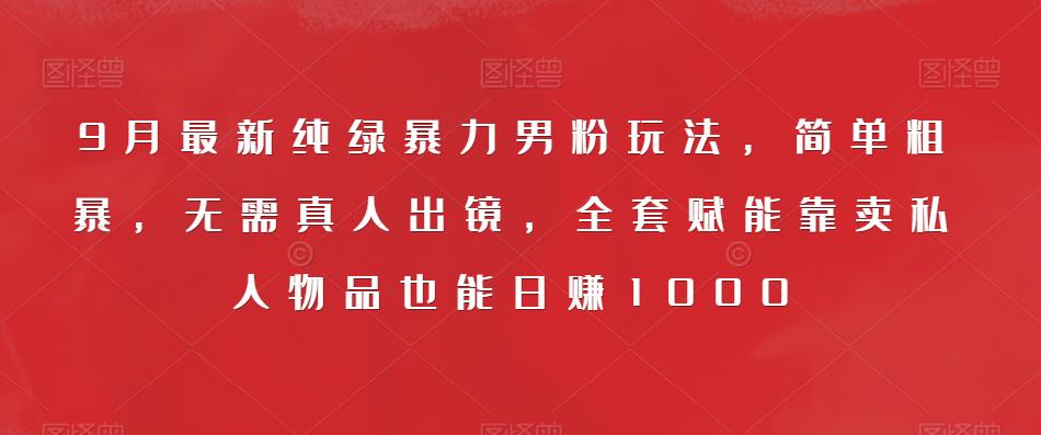9月最新纯绿暴力男粉玩法，简单粗暴，无需真人出镜，全套赋能靠卖私人物品也能日赚1000-第二象限