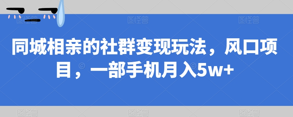 同城相亲的社群变现玩法，风口项目，一部手机月入5w+【揭秘】-第二象限