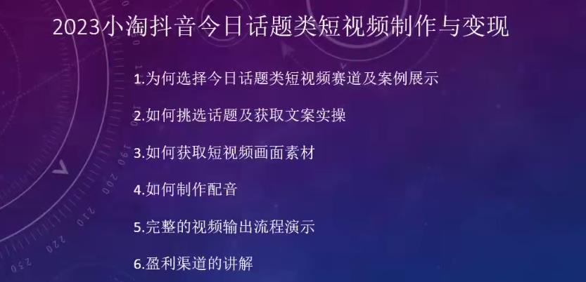 2023小淘抖音今日话题类短视频制作与变现，人人都能操作的短视频项目-第二象限