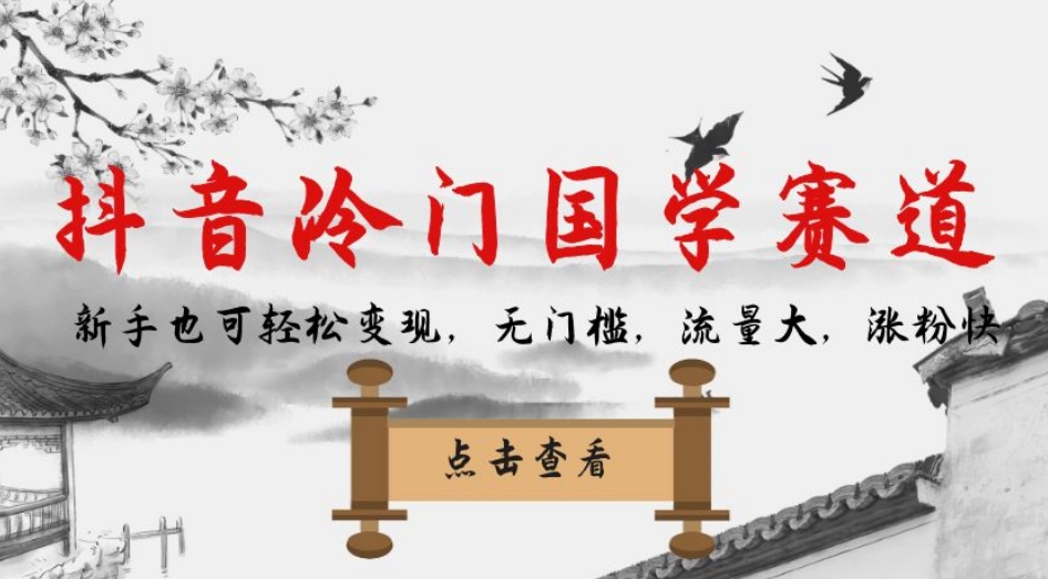 抖音冷门国学赛道，新手也可轻松变现，无门槛，流量大，涨粉快-第二象限