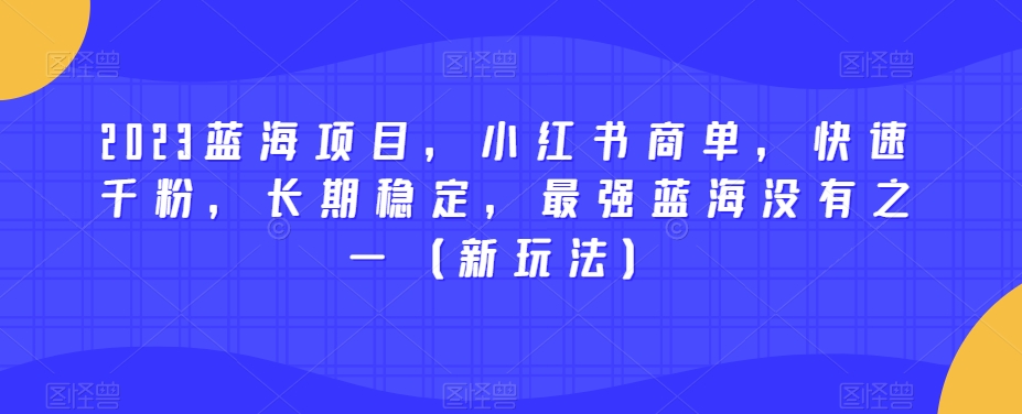 2023蓝海项目，小红书商单，快速千粉，长期稳定，最强蓝海没有之一（新玩法）-第二象限