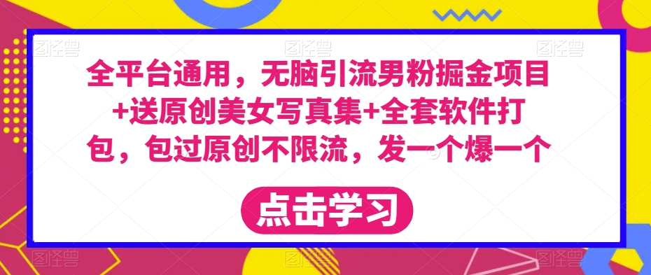 全平台通用，无脑引流男粉掘金项目+送原创美女写真集+全套软件打包，包过原创不限流，发一个爆一个【揭秘】-第二象限