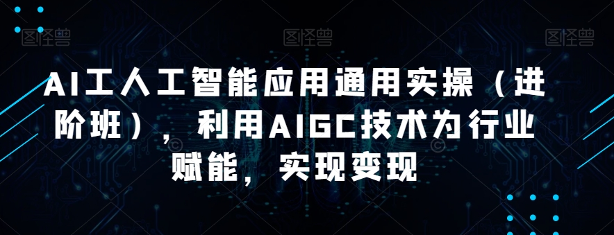 AI工人工智能应用通用实操（进阶班），利用AIGC技术为行业赋能，实现变现-第二象限