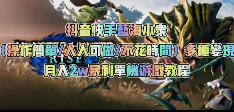 抖音快手蓝海小众（操作简单人人可做不花时间）多种变现月入2w＋暴利单机游戏教程-第二象限