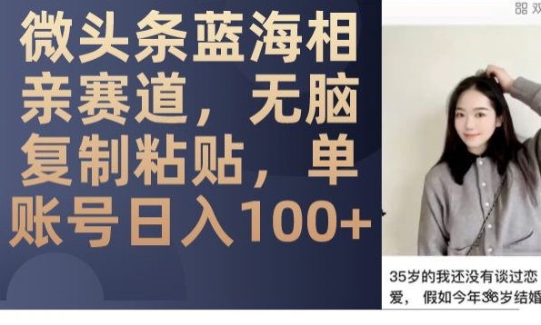 微头条蓝海相亲赛道，无脑复制粘贴，单账号日入100+-第二象限