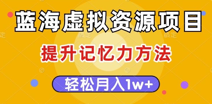 蓝海虚拟资源项目，提升记忆力方法，多种变现方式，轻松月入1w+【揭秘】-第二象限