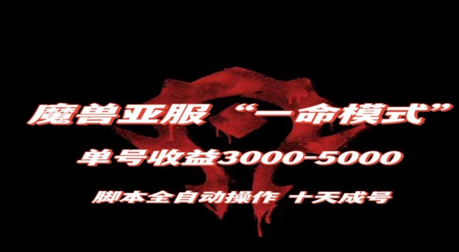 魔兽亚服一命模式，10天成号-单号3千-5千，脚本全自动操作，保姆级教学【揭秘】-第二象限