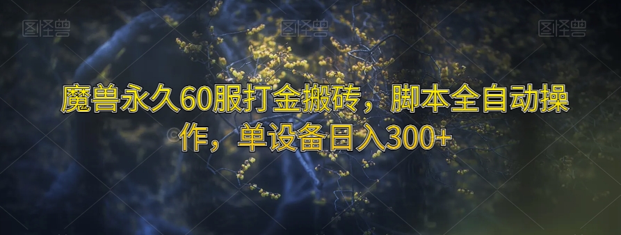 魔兽永久60服打金搬砖，脚本全自动操作，单设备日入300+【揭秘】-第二象限