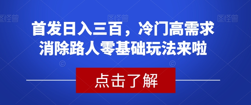 首发日入三百，冷门高需求消除路人零基础玩法来啦【揭秘】-第二象限
