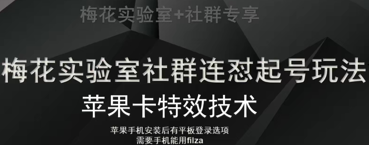 梅花实验室社群视频号连怼起号玩法，最新苹果卡特效技术-第二象限