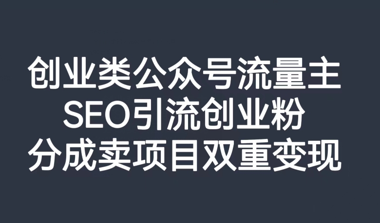 创业类公众号流量主，SEO引流创业粉，分成卖项目双重变现【揭秘】-第二象限